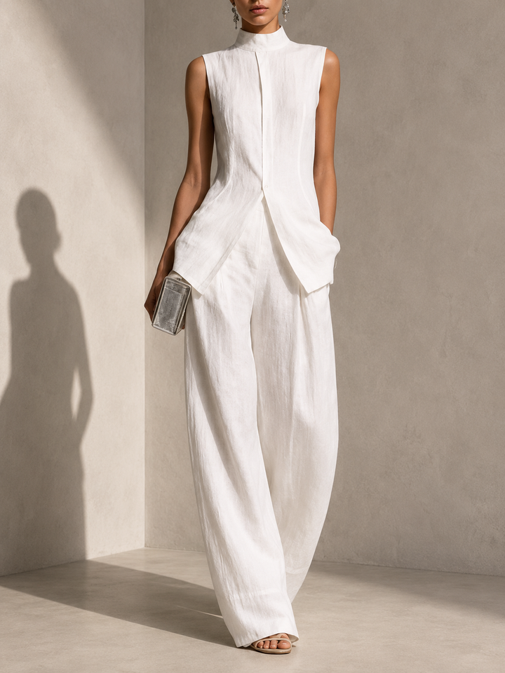 Chloe Sleeveless Top and High-Waisted Trouser Set