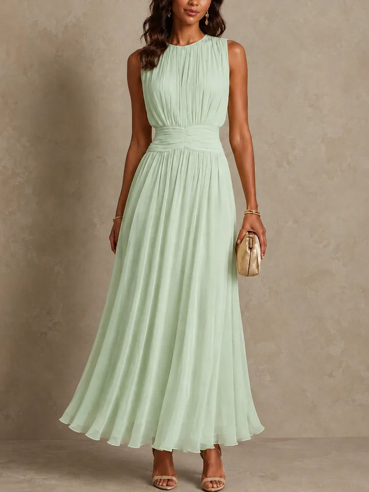 Amandine | Ruched-Waist Sleeveless Maxi Dress