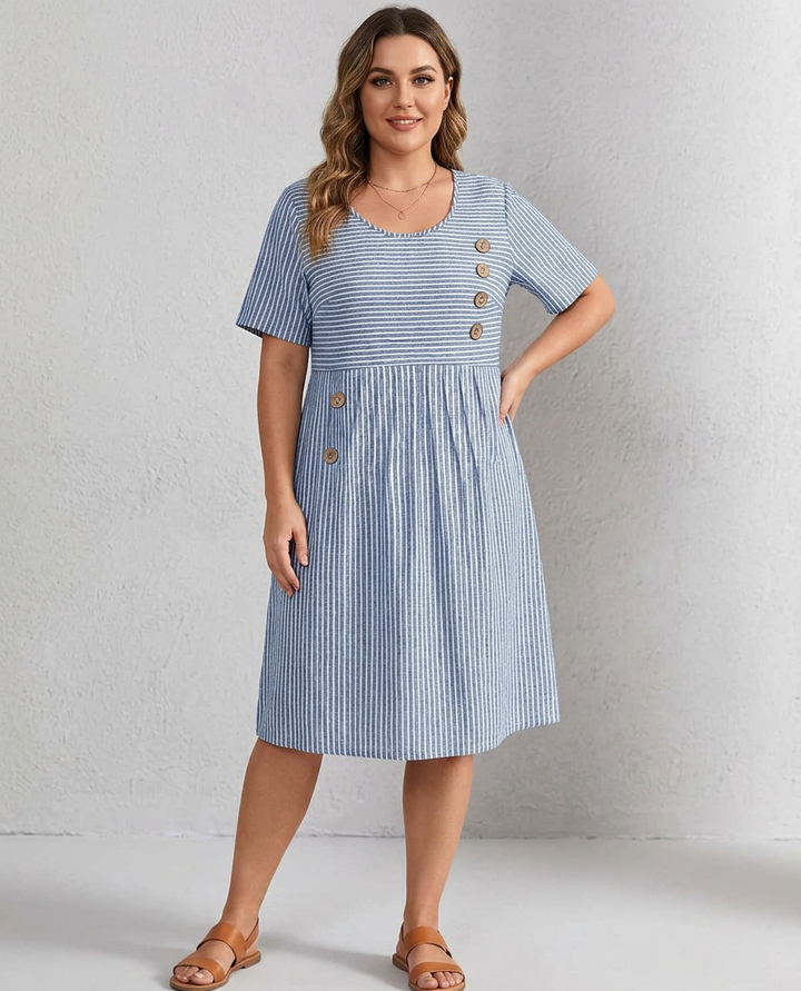 Mariel - Striped Button Dress
