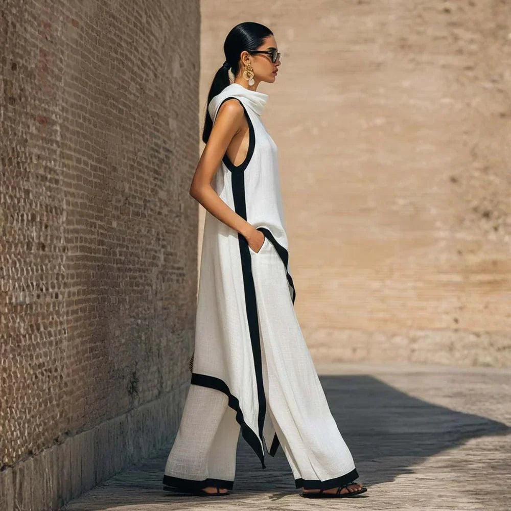 Natalie Minimalist Linen-Look Two-Piece Set