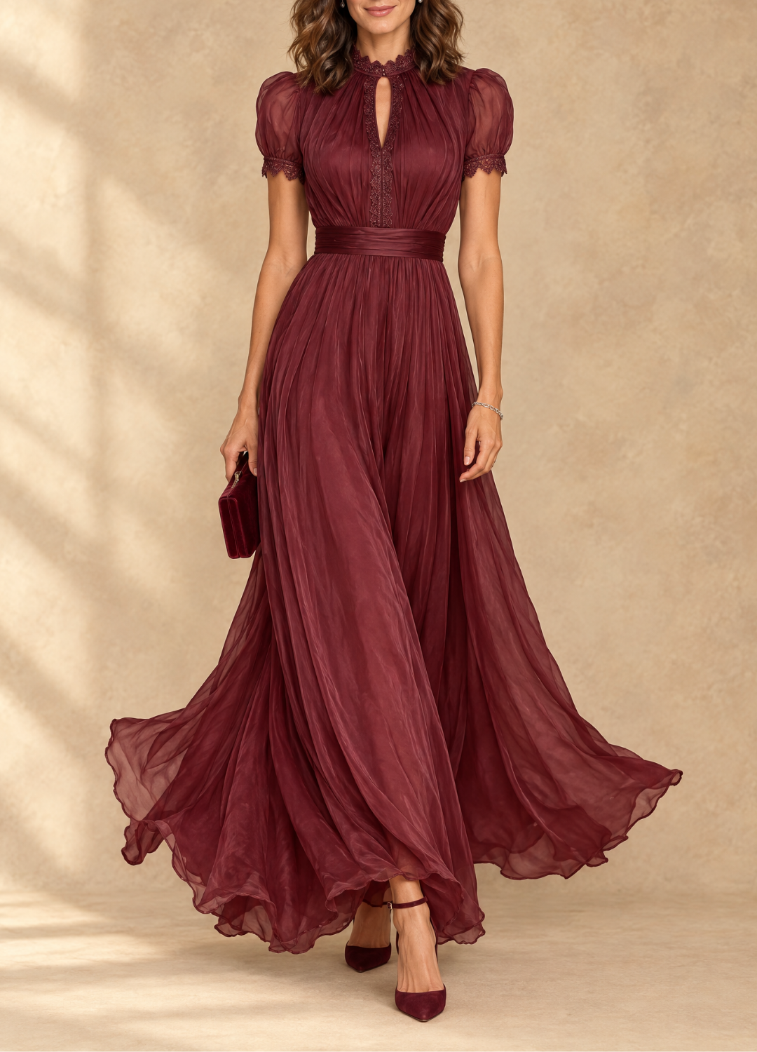 Elia | Gathered Waist Keyhole Maxi Dress