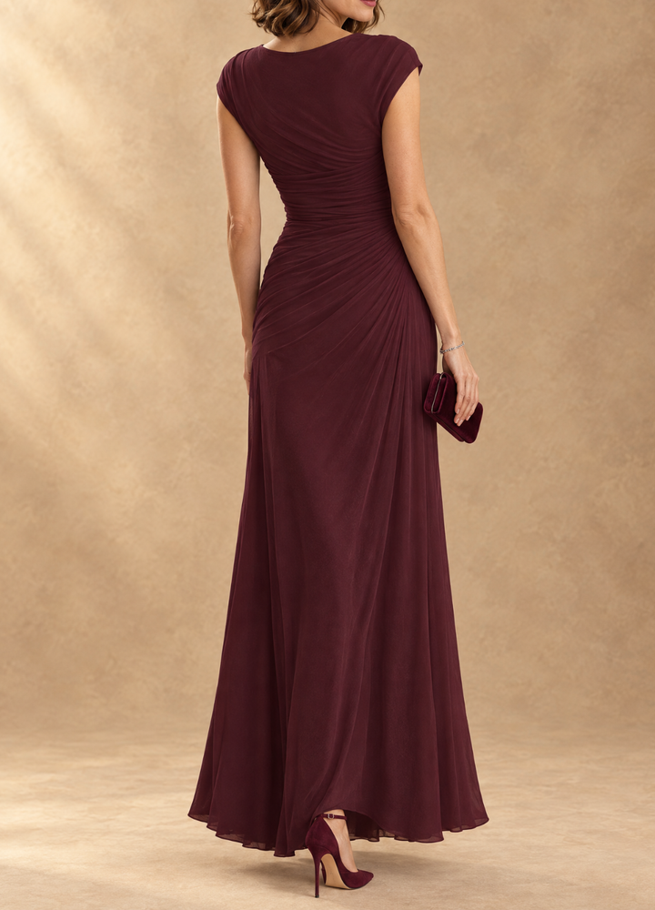 Cynthia | Cowl Neck Draped Mesh Maxi Dress