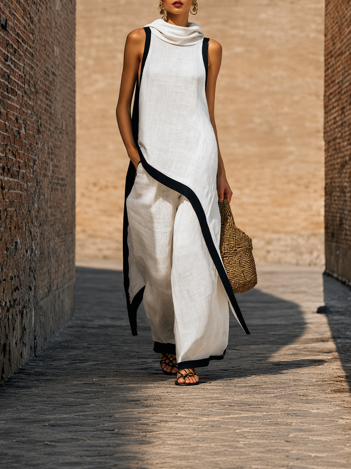 Natalie Minimalist Linen-Look Two-Piece Set
