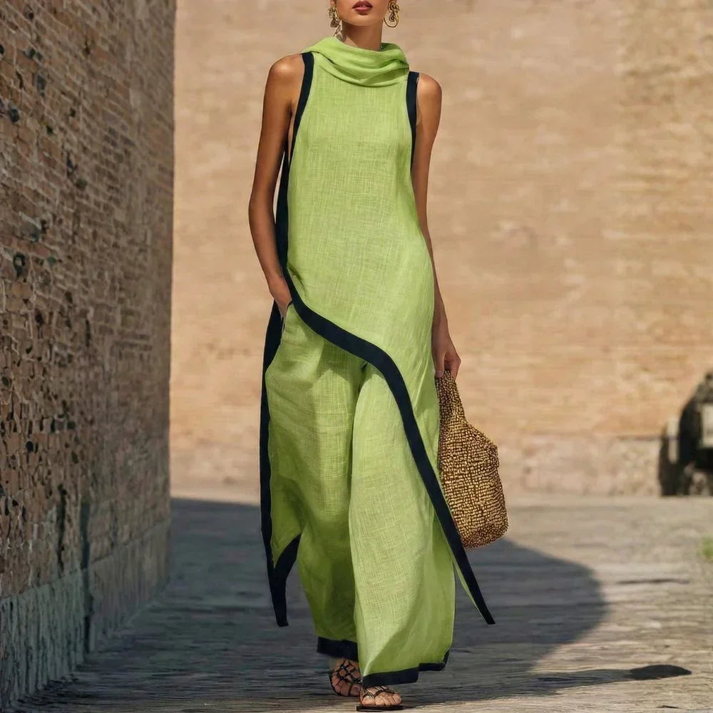 Natalie Minimalist Linen-Look Two-Piece Set