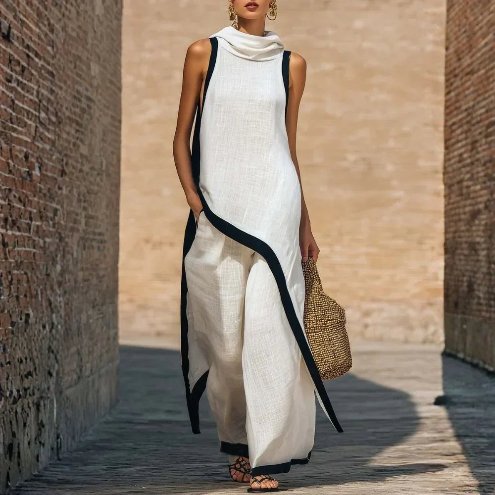 Natalie Minimalist Linen-Look Two-Piece Set