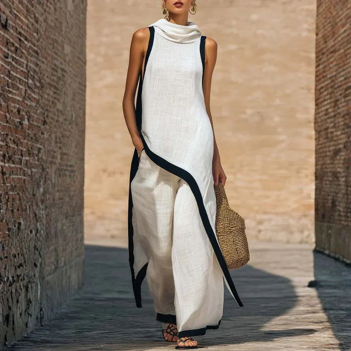 Natalie Minimalist Linen-Look Two-Piece Set