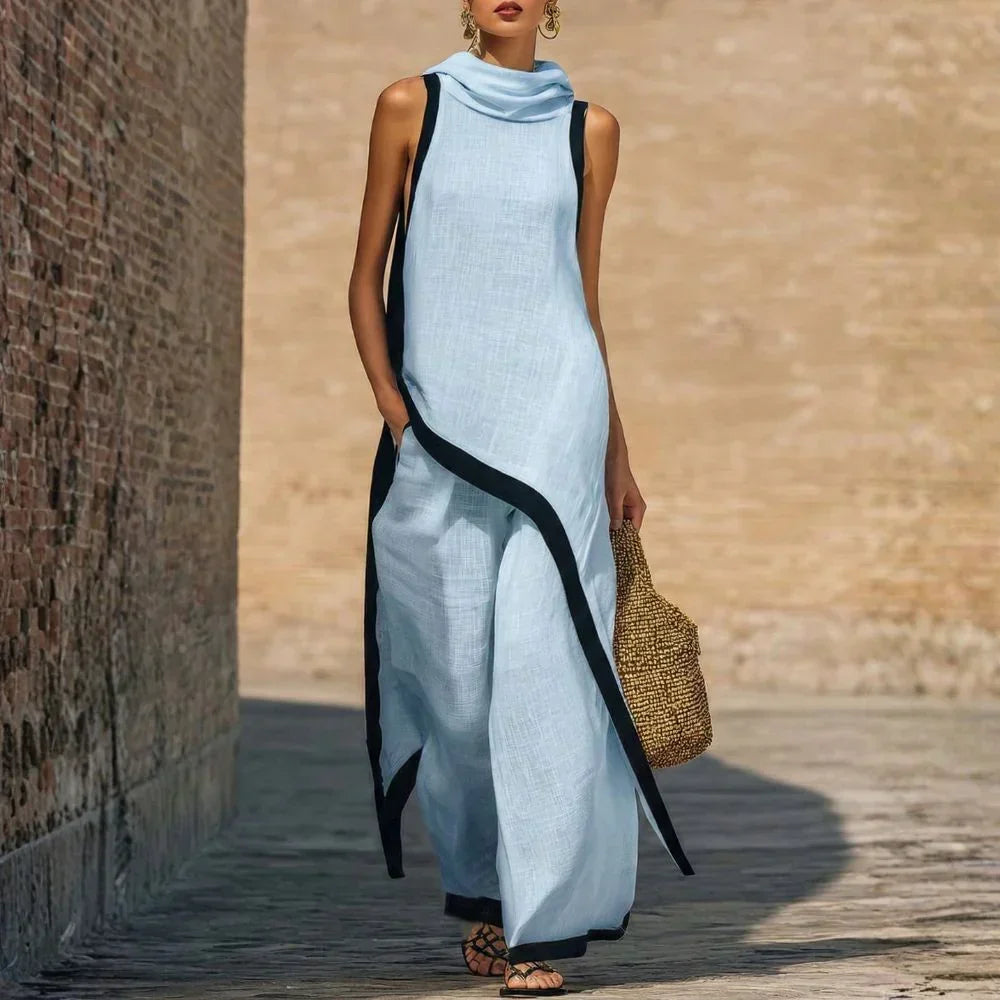 Natalie Minimalist Linen-Look Two-Piece Set