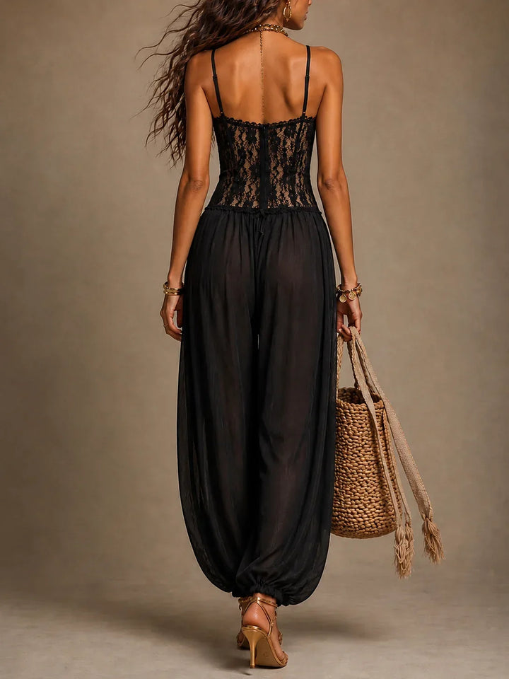Evie Flowing Lace Jumpsuit with Delicate Straps