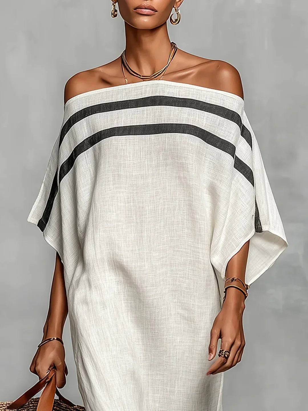 Freya Off-the-Shoulder Maxi Dress with Batwing Sleeves