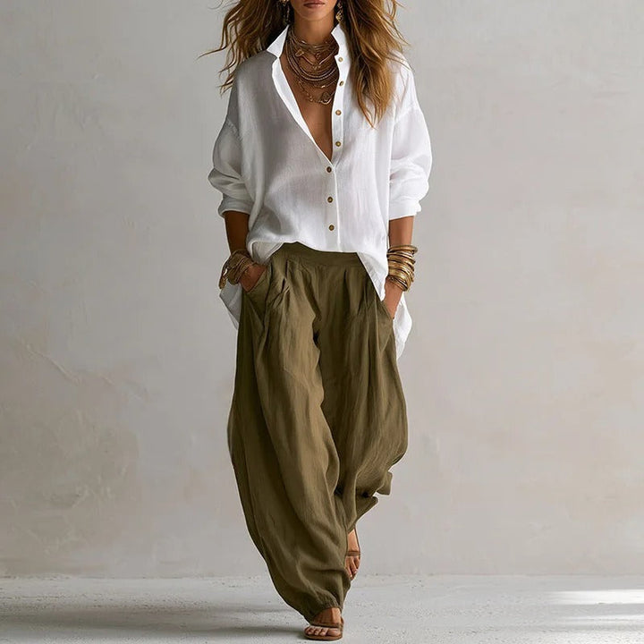 Hazel Relaxed Shirt and Wide-Leg Trouser Set