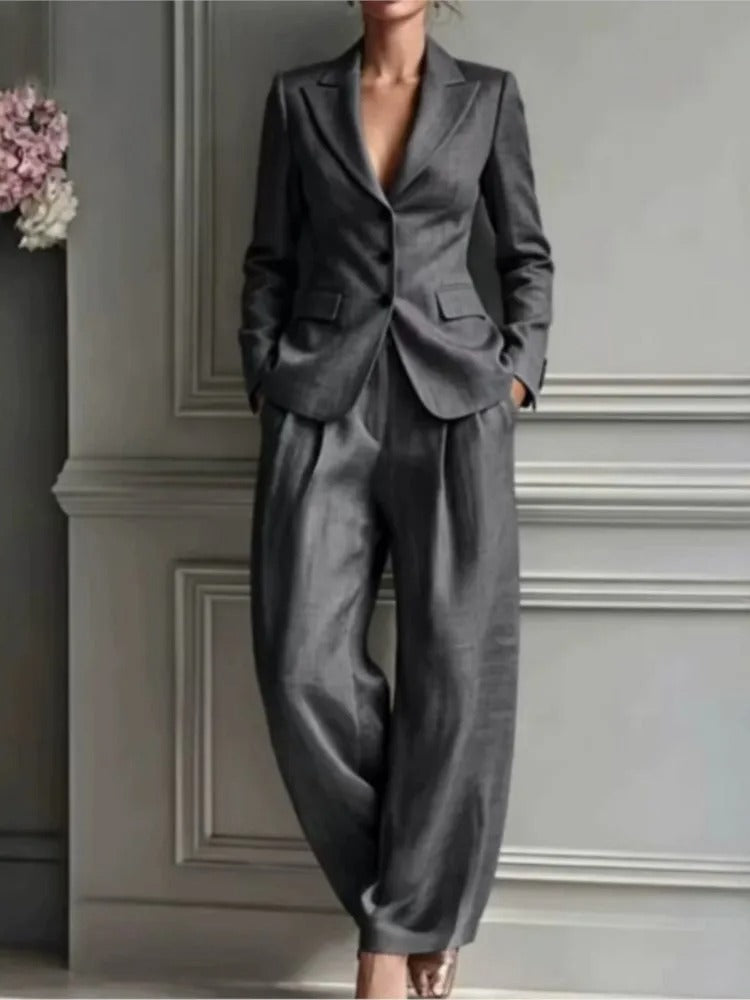 Zoe Tailored Blazer and Wide-Leg Trouser Set