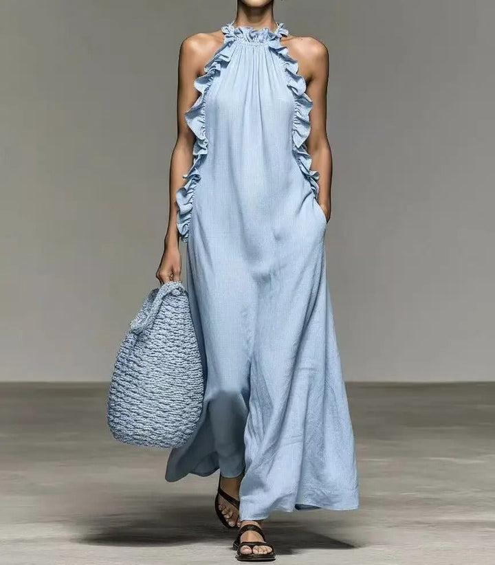 Ava Coastal Elegance Halter Maxi Dress
