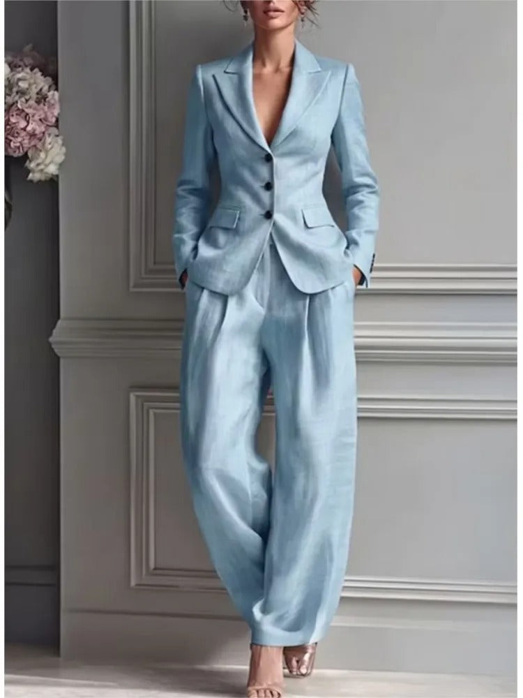 Zoe Tailored Blazer and Wide-Leg Trouser Set