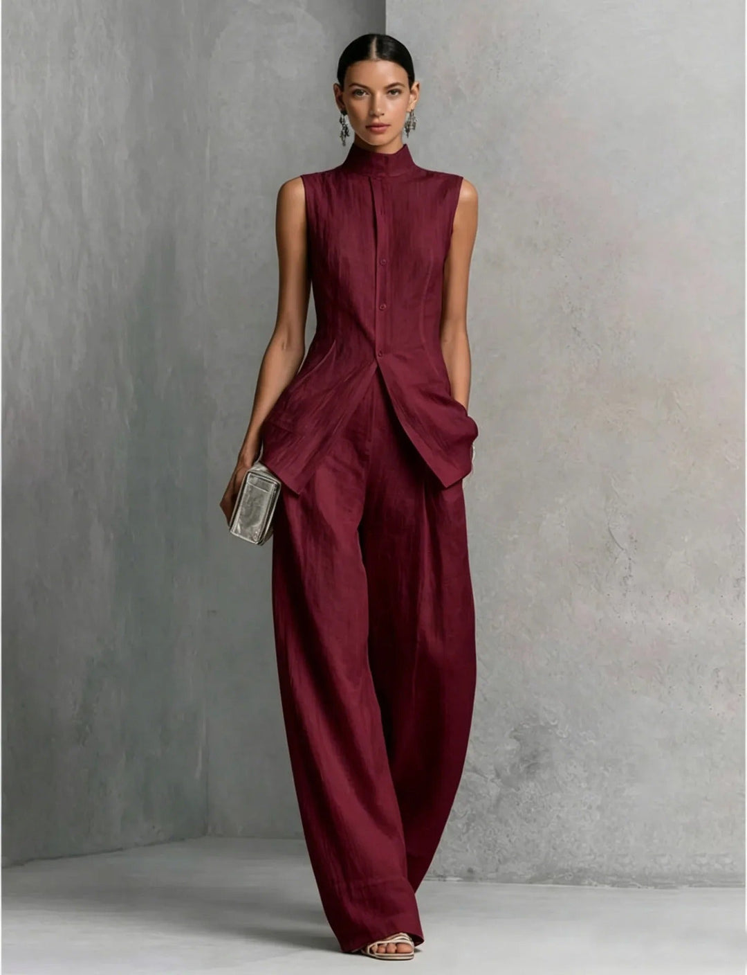 Chloe Sleeveless Top and High-Waisted Trouser Set