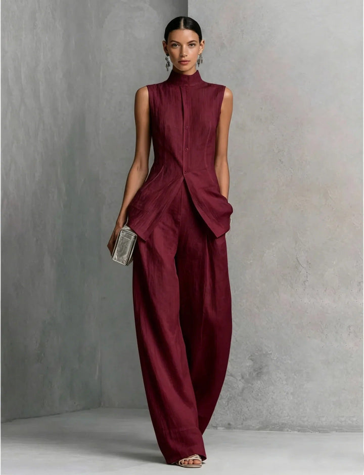 Chloe Sleeveless Top and High-Waisted Trouser Set