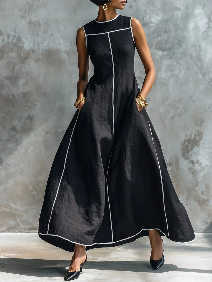 Charlotte Black Maxi Dress with Contrast Trim
