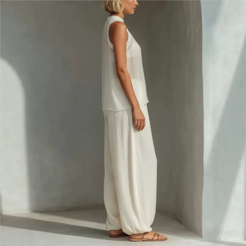 Grace Sleeveless Top and Wide-Leg Trouser Set