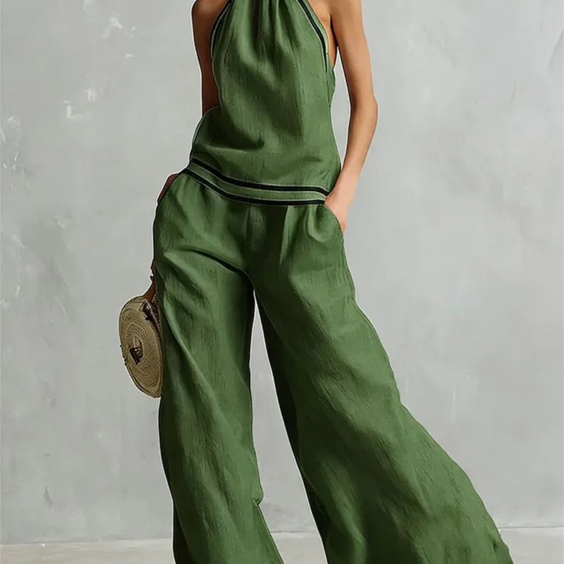Lily Halter Top and Palazzo Trouser Set
