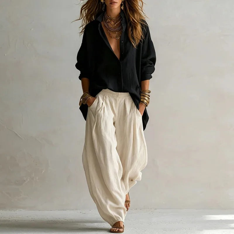 Hazel Relaxed Shirt and Wide-Leg Trouser Set