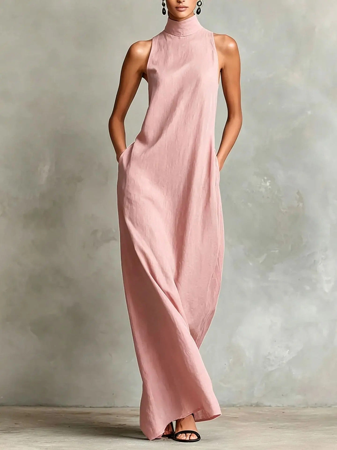 Ruby Relaxed Sleeveless High-Neck Maxi Dress