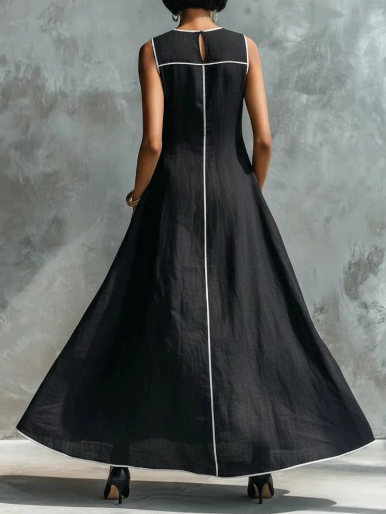 Charlotte Black Maxi Dress with Contrast Trim
