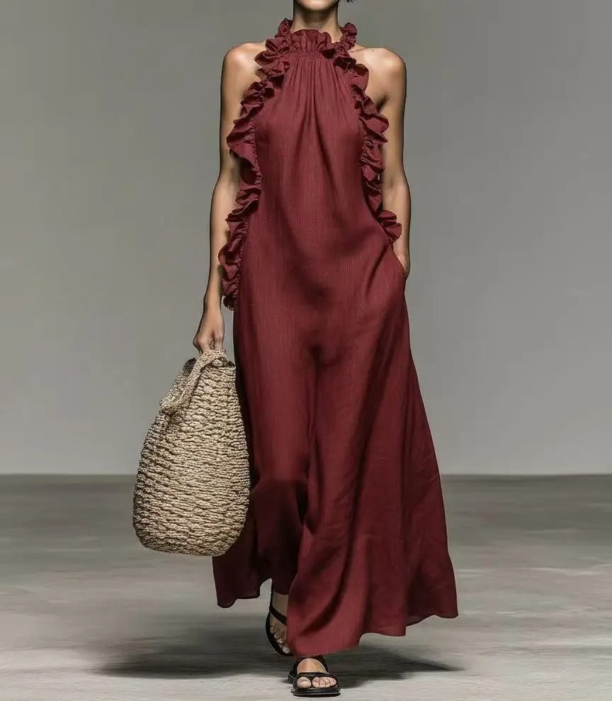 Ava Coastal Elegance Halter Maxi Dress