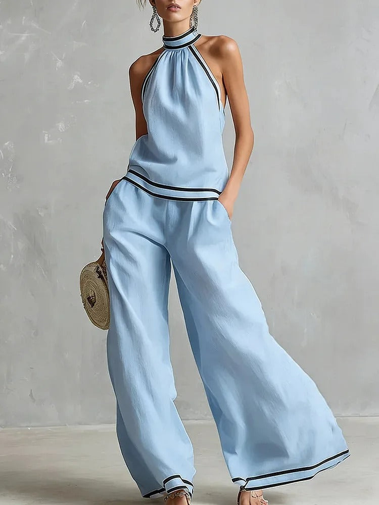 Lily Halter Top and Palazzo Trouser Set
