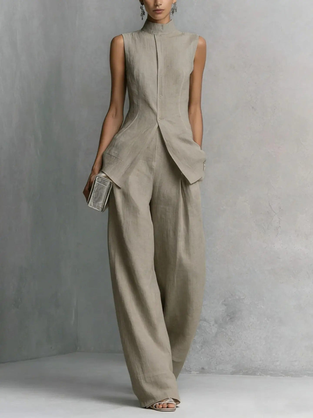 Chloe Sleeveless Top and High-Waisted Trouser Set