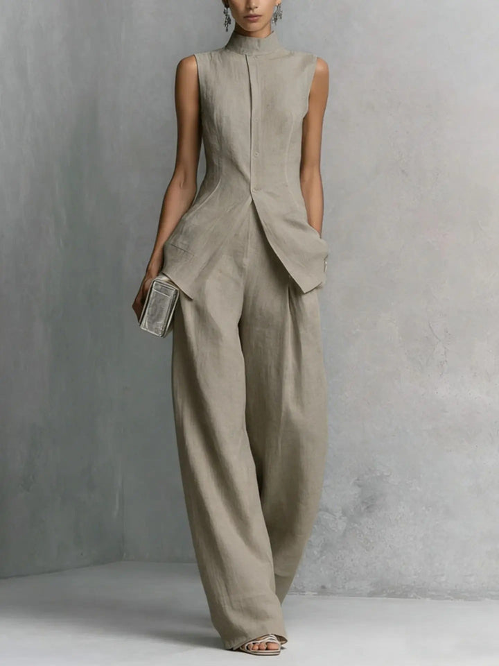 Chloe Sleeveless Top and High-Waisted Trouser Set