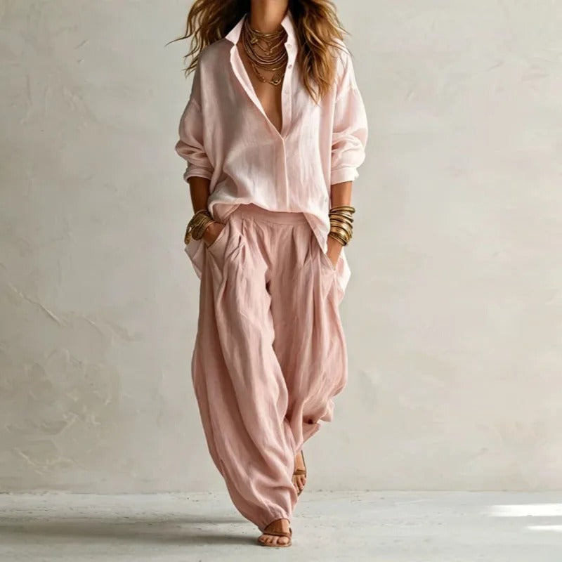 Hazel Relaxed Shirt and Wide-Leg Trouser Set