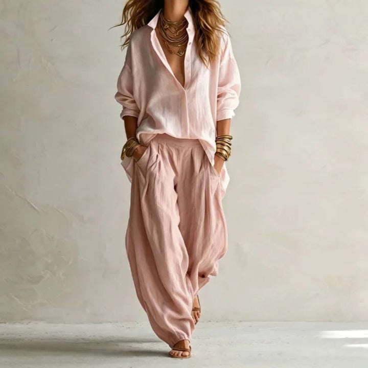 Hazel Relaxed Shirt and Wide-Leg Trouser Set