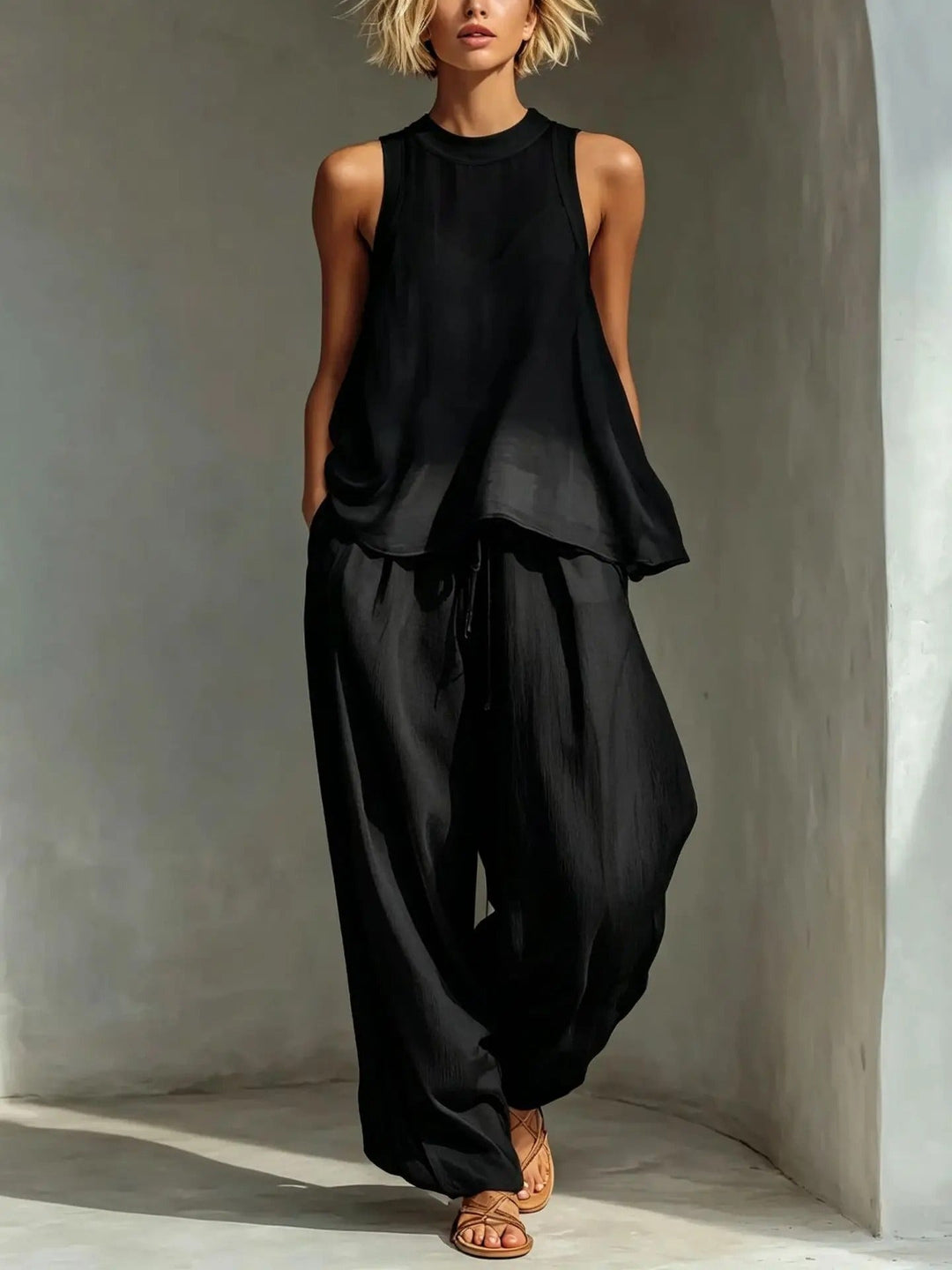 Grace Sleeveless Top and Wide-Leg Trouser Set
