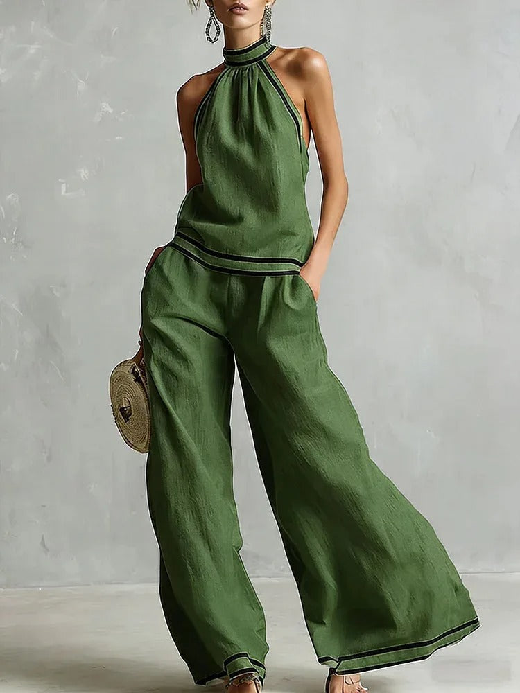 Lily Halter Top and Palazzo Trouser Set