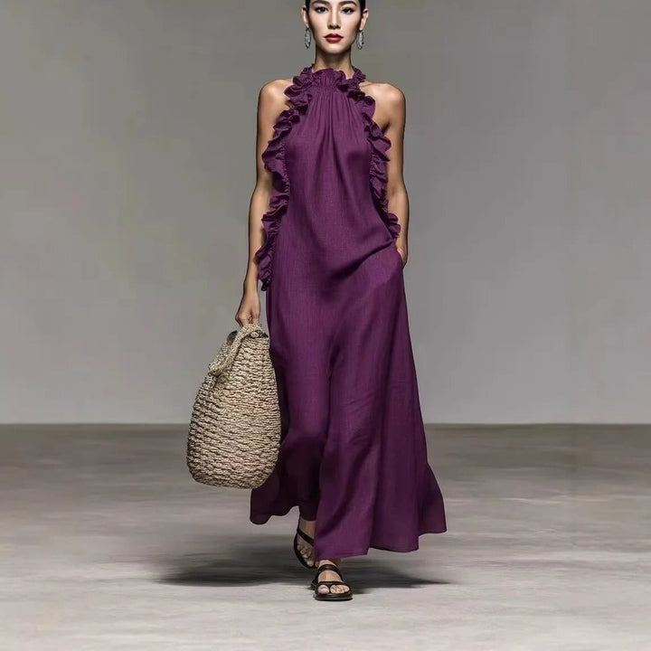 Ava Coastal Elegance Halter Maxi Dress